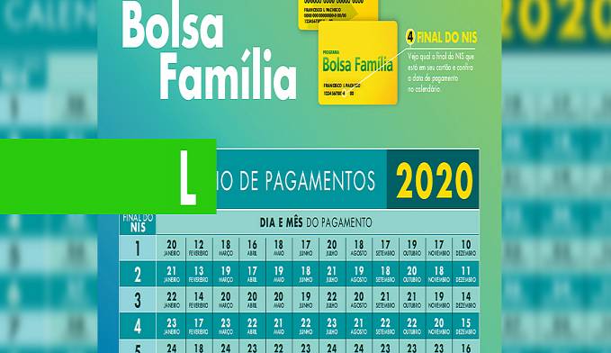 GOVERNO DIVULGA CALENDÁRIO DE PAGAMENTO DO BOLSA FAMÍLIA PARA 2020 - News Rondônia