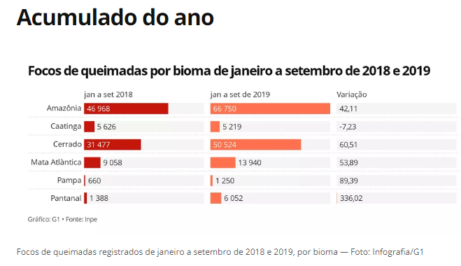 FOCOS DE QUEIMADAS NA AMAZÔNIA CAEM EM SETEMBRO, E SOBEM NO CERRADO, PANTANAL, PAMPA E MATA ATLÂNTICA - News Rondônia