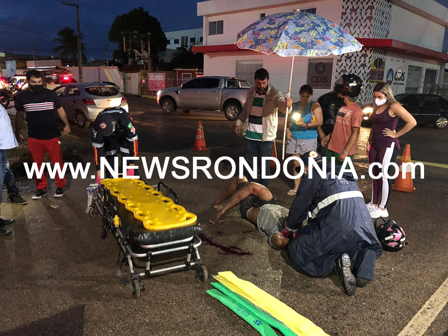 Motociclista avança preferencial atinge caminhonete e fica em estado gravíssimo - News Rondônia
