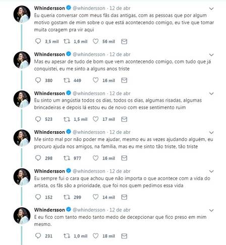 WHINDERSSON NUNES DESAPARECE DA INTERNET, APÓS DESABAFO SOBRE DEPRESSÃO, E FÃS SE MOBILIZAM - News Rondônia