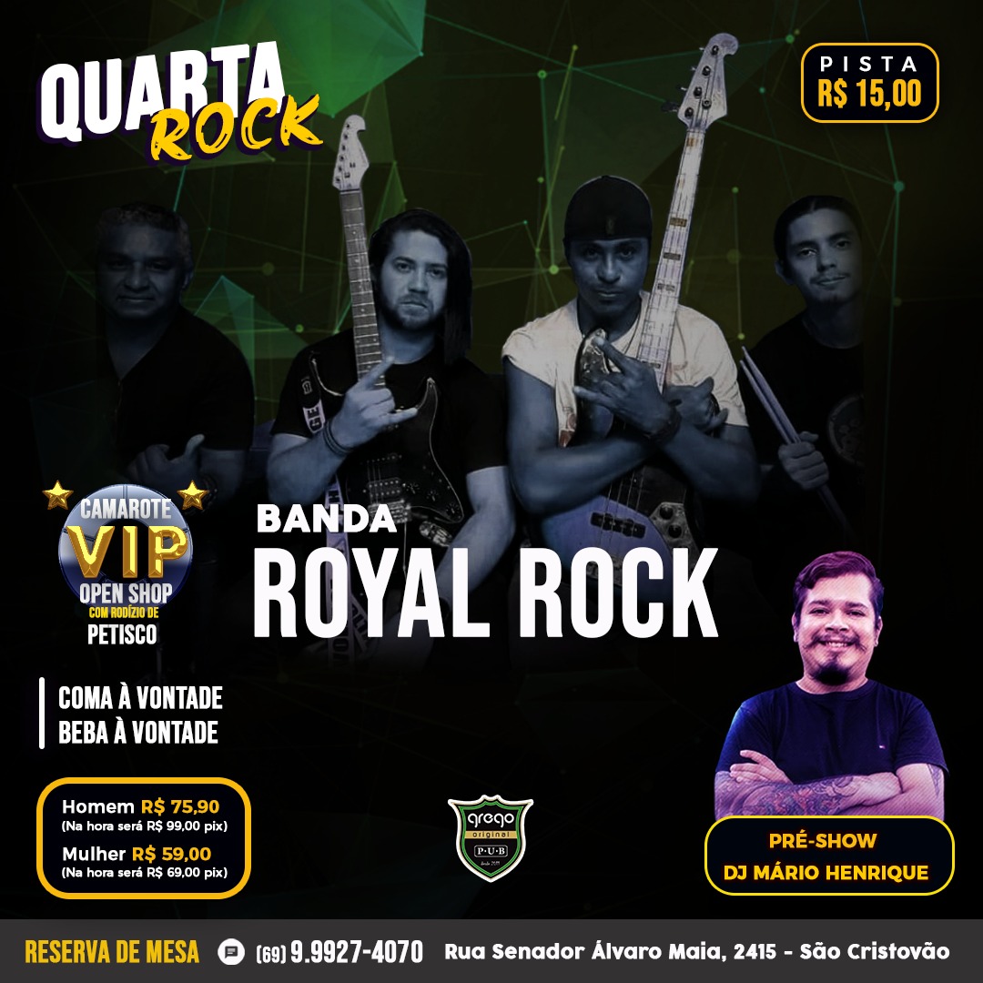 QUARTA DO ROCK - Hoje tem o Camarote Open Chopp e rodízio de petisco no Grego Original - News Rondônia