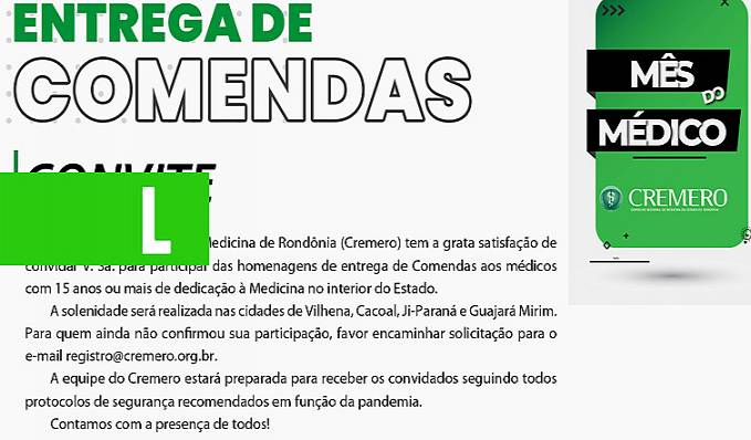 Semana de homenagens no interior e capital marcam Mês do Médico no Cremero - News Rondônia