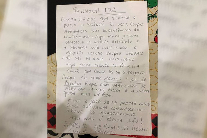 Jovem denuncia bilhete de vizinho criticando suas roupas - News Rondônia