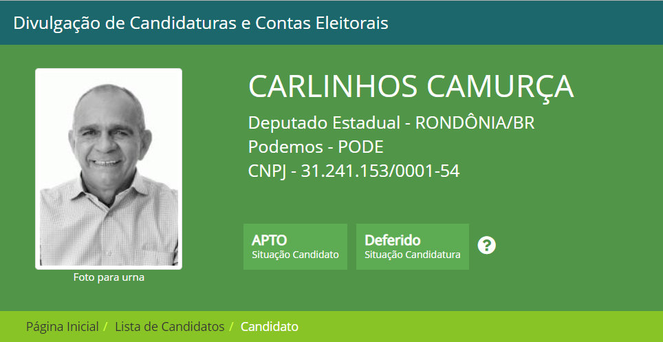 ACABOU O FAKE NEWS - CARLINHOS CAMURÇA TEM CANDIDATURA DEFERIDA PELO TRE-RO - News Rondônia