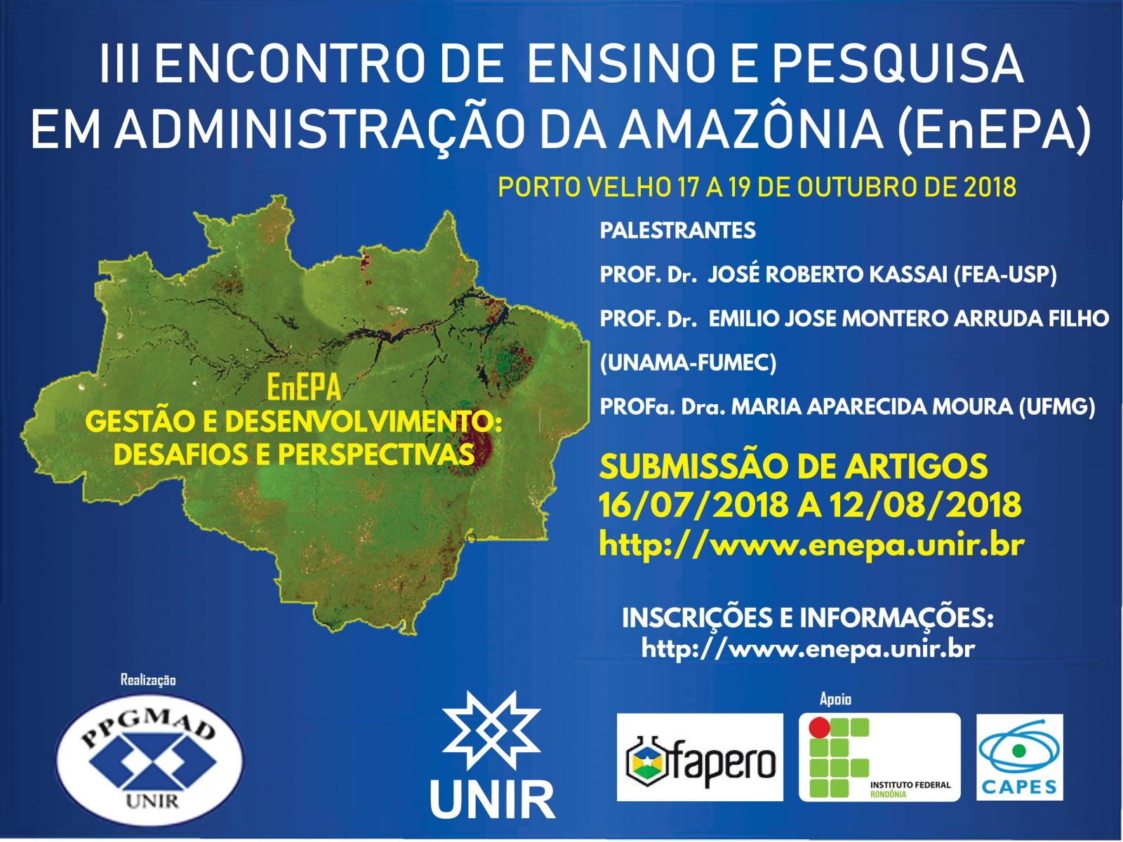 INSCRIÇÕES ABERTAS PARA SUBMISSÃO DE TRABALHOS NO III ENEPA - News Rondônia