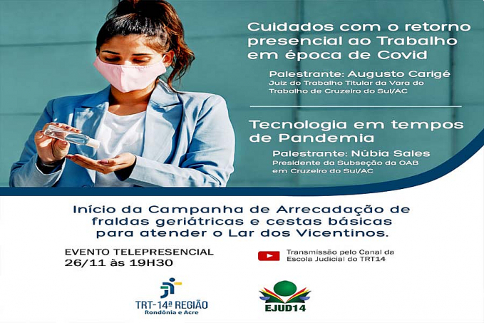 Justiça do Trabalho realizará palestras sobre o contexto da pandemia e lançará campanha em prol de idosos em Cruzeiro do Sul/AC - News Rondônia