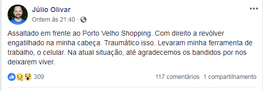 JORNALISTA TEM ARMA APONTADA PARA CABEÇA DURANTE ASSALTO NA CAPITAL - News Rondônia