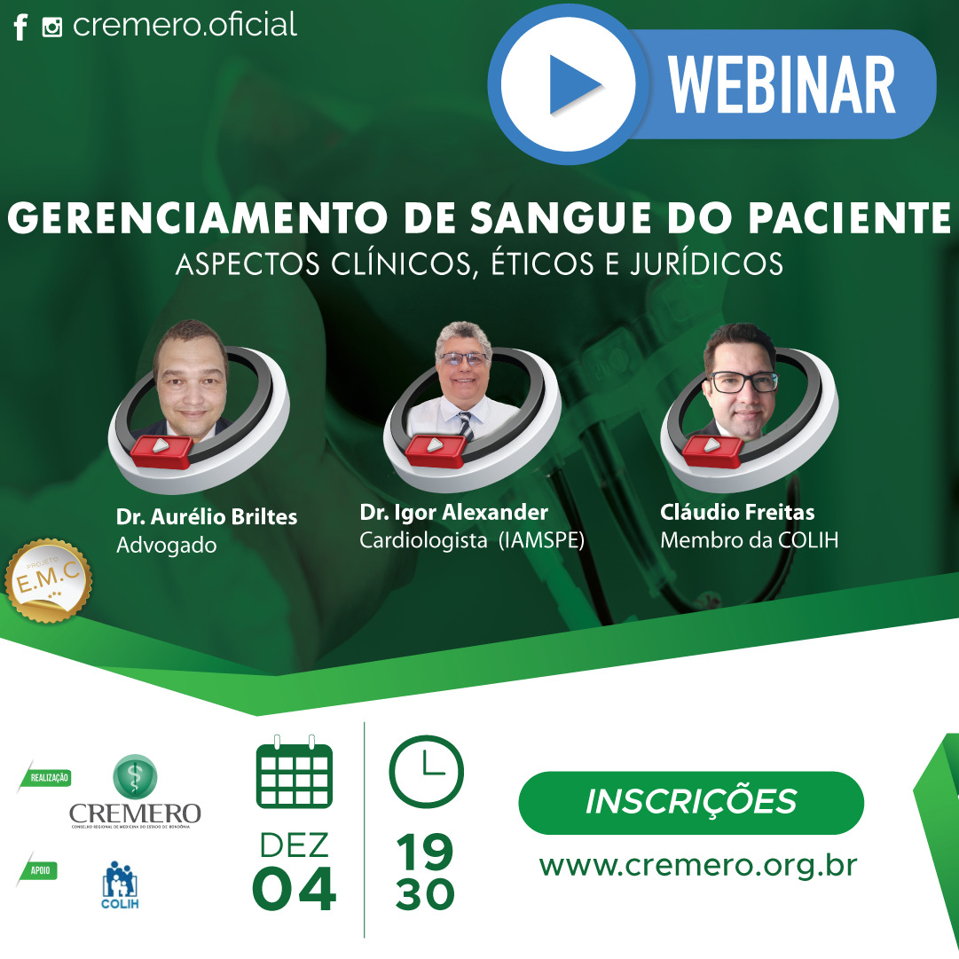 Cremero discute gerenciamento de sangue em webinar do programa EMC - News Rondônia
