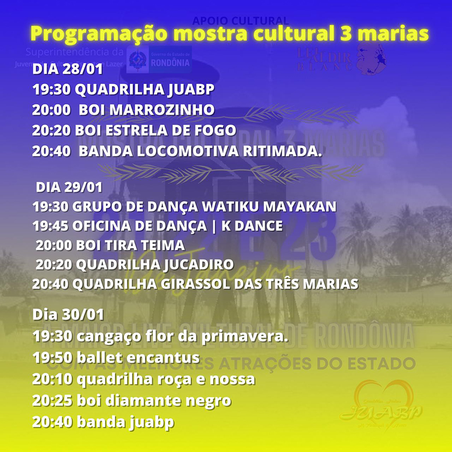 Lenha na fogueira: Mostra Cultural Três Marias - News Rondônia