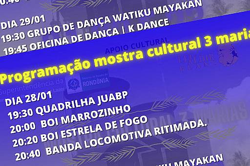 Lenha na fogueira: Mostra Cultural Três Marias - News Rondônia