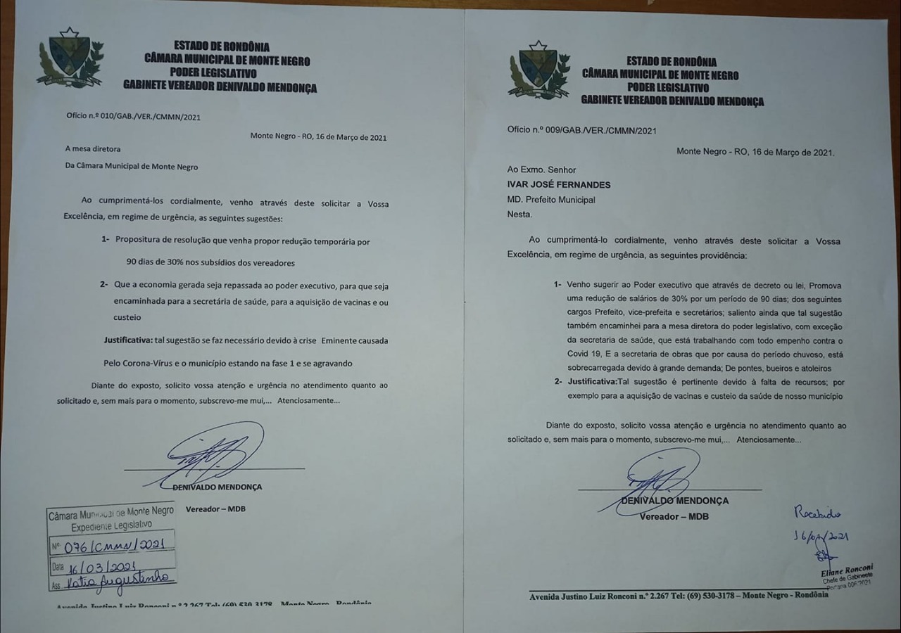Vereador propõe redução de salário de Prefeito, Vice-Prefeita, dos Vereadores e secretários - News Rondônia