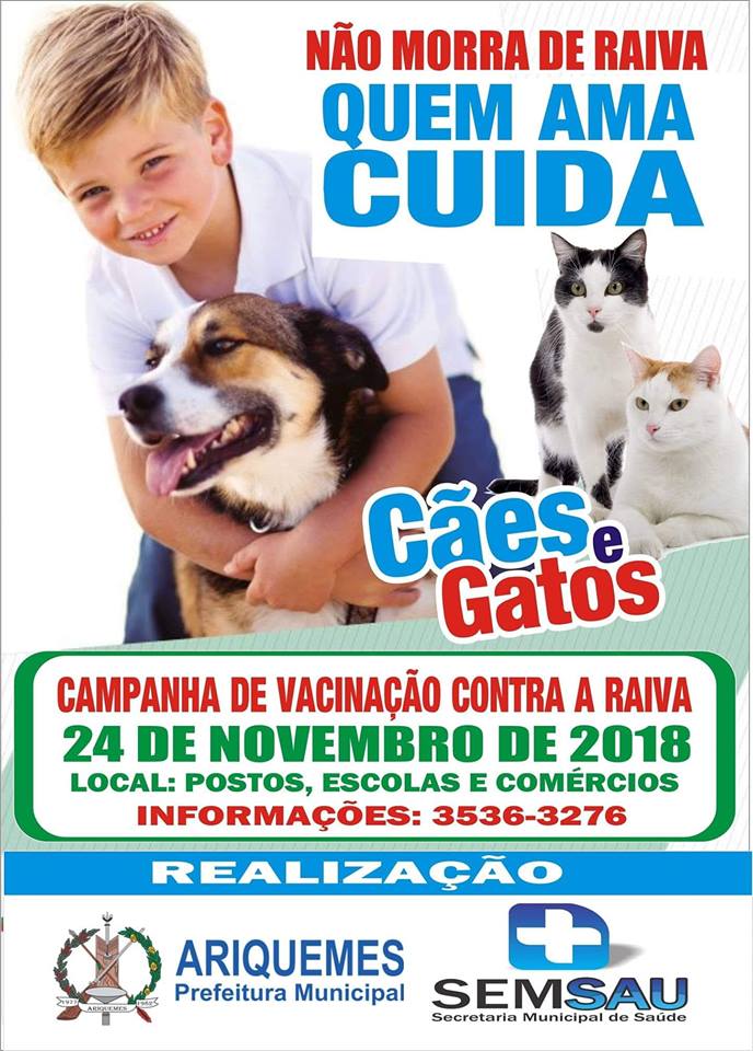 ARIQUEMES: VACINAÇÃO CONTRA RAIVA SERÁ NESTE SÁBADO (24) - News Rondônia