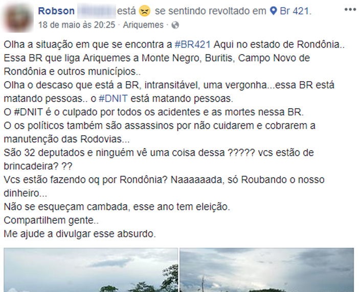 IMAGENS QUE FALAM POR SI: BR 421 EM RONDÔNIA  BURACOS E MAIS BURACOS - News Rondônia