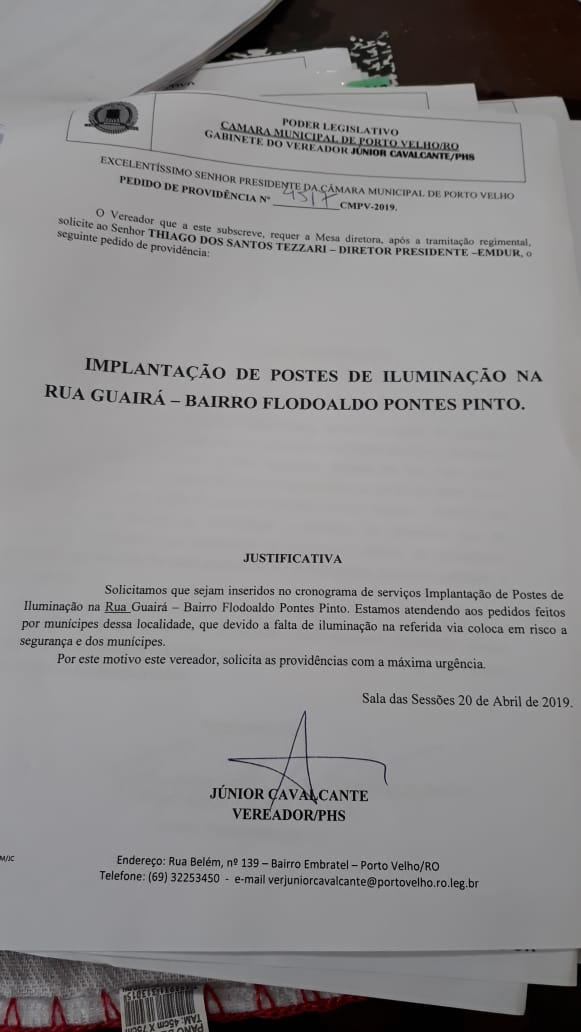 JÚNIOR CAVALCANTE COBRA MELHORIAS PARA A RUA GUAIRÁ NO FLODOALDO PONTES PINTO - News Rondônia