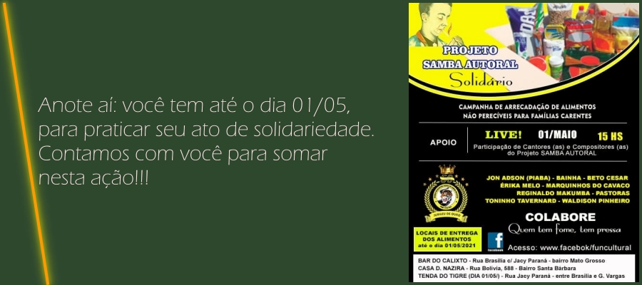 Lenha na fogueira: Samba Autoral Solidário - News Rondônia