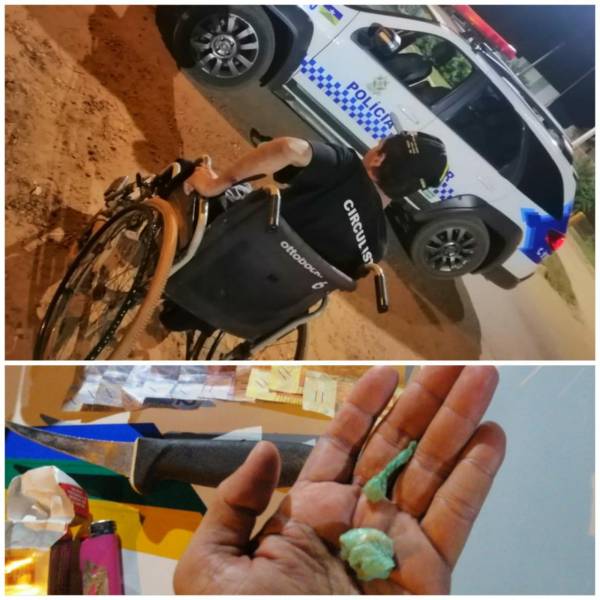 DROGA NA CUECA - Cadeirante é preso com droga e faca - News Rondônia