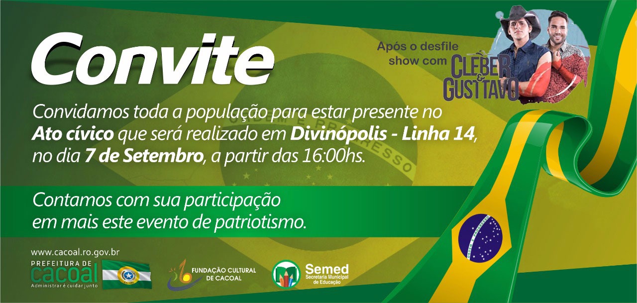 DESFILE DE 7 SETEMBRO EM CACOAL SERÁ NO DISTRITO DE DIVINÓPOLIS - CONFIRA PROGRAMAÇÃO - News Rondônia