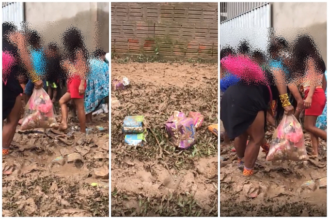 No Acre, índios são flagrados juntando restos de alimentos perdidos pela alagação do Tarauacá - News Rondônia