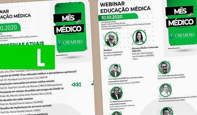 Mês do Médico: Cremero realiza Webinar Educação Médica: Perspectivas atuais e no pós-pandemia - News Rondônia