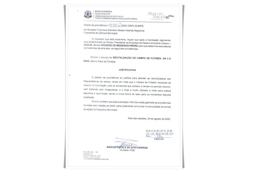 Emdur atende pedido do vereador Marcio Pacele e conclui iluminação do campo de futebol da 3 e Meio - News Rondônia