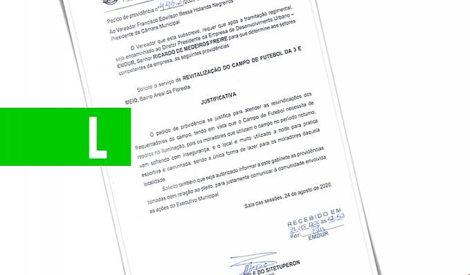 Emdur atende pedido do vereador Marcio Pacele e conclui iluminação do campo de futebol da 3 e Meio - News Rondônia