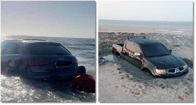 Maré sobe e engole carros de luxo que furaram quarentena no Pará - News Rondônia