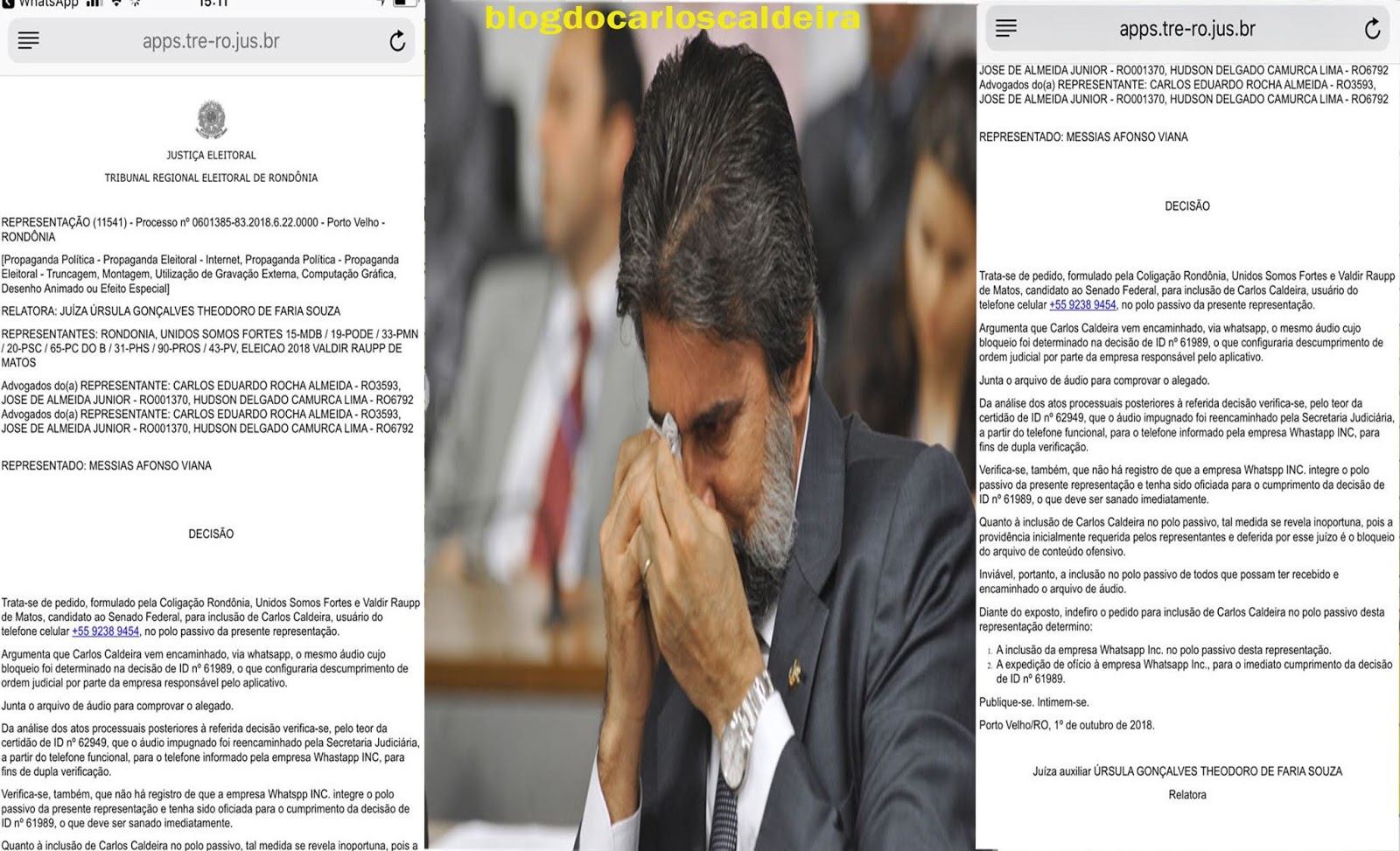 EXCLUSIVO - SENADOR VALDIR RAUPP ENTRA COM REPRESENTAÇÃO CONTRA CARLOS CALDEIRA E JUIZ INDEFERE O PEDIDO - News Rondônia