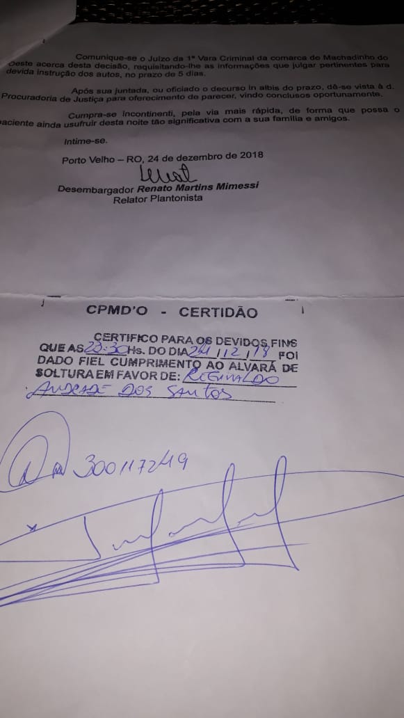 TRIBUNAL DE JUSTIÇA MANDA SOLTAR EX-RESIDENTE DO DER DE MACHADINHO DOESTE - News Rondônia