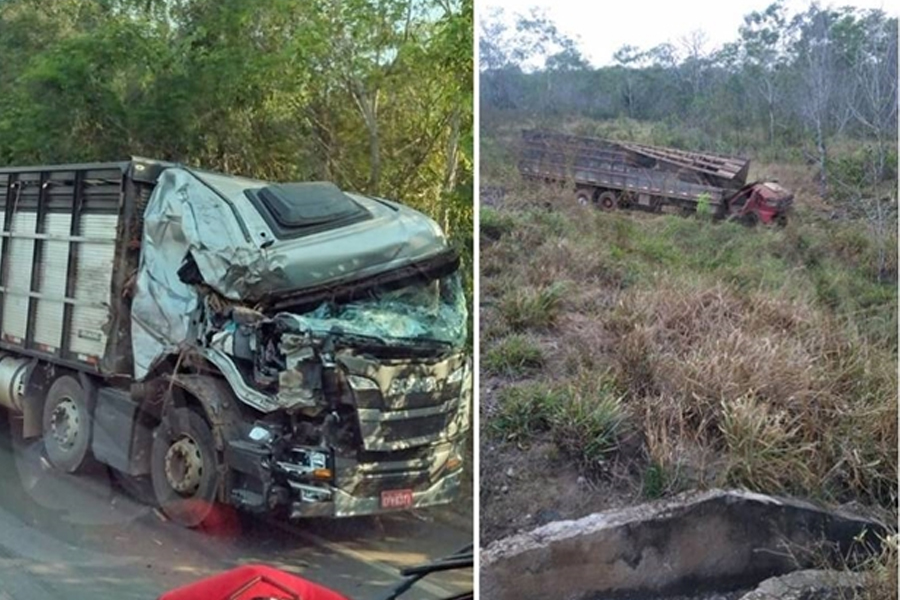 Caminhões boiadeiros batem de frente na BR 364 em Rondônia - News Rondônia