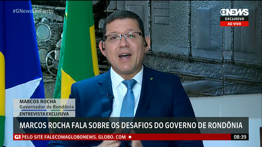 NA GLOBO NEWS, ROCHA FAZ O MESMO DISCURSO DE ECONOMIA, EXALTA ELEIÇÕES E AFIRMA QUE BARRAGENS SÃO INOFENSIVAS EM RONDÔNIA - News Rondônia