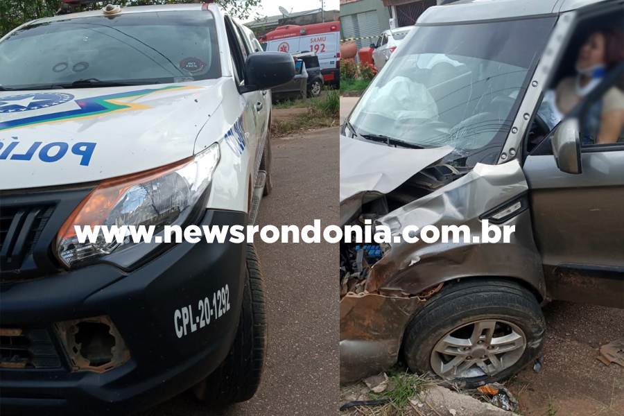 AVANÇOU: Carro invade preferencial e bate de frente com viatura policial na zona sul - News Rondônia