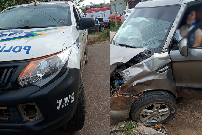 AVANÇOU: Carro invade preferencial e bate de frente com viatura policial na zona sul - News Rondônia
