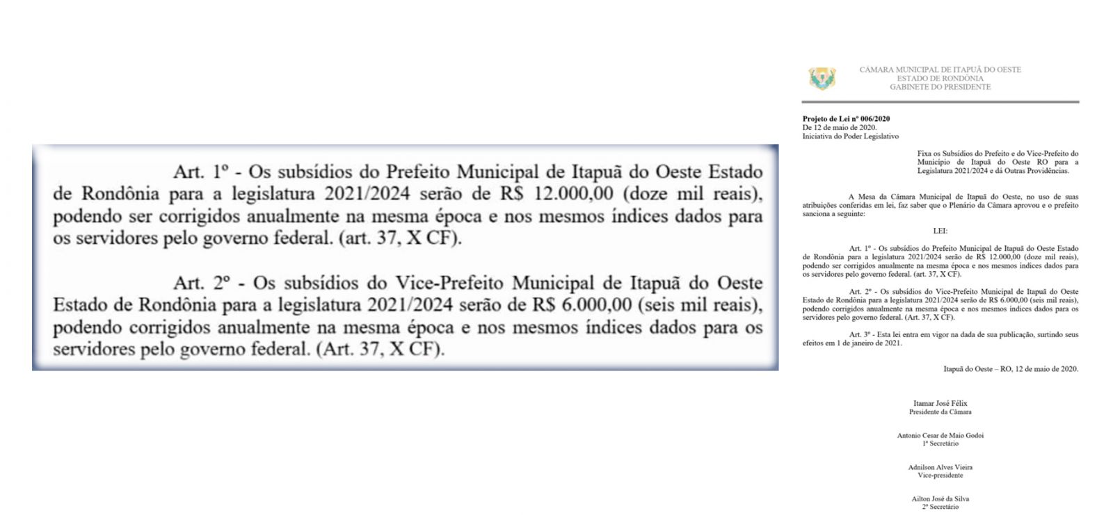 EM MEIO A PANDEMIA, VEREADORES DE ITAPUÃ DO OESTE QUEREM AUMENTAR SALÁRIOS EM ATÉ 100% - News Rondônia