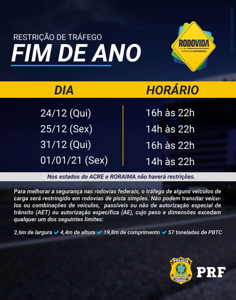 Restrição de tráfego no feriado de ano novo - News Rondônia