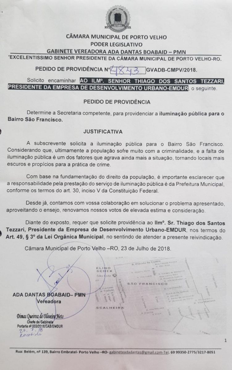 BAIRRO SÃO FRANCISCO RECEBE ILUMINAÇÃO A PEDIDO DA VEREADORA ADA DANTAS BOABAID - News Rondônia