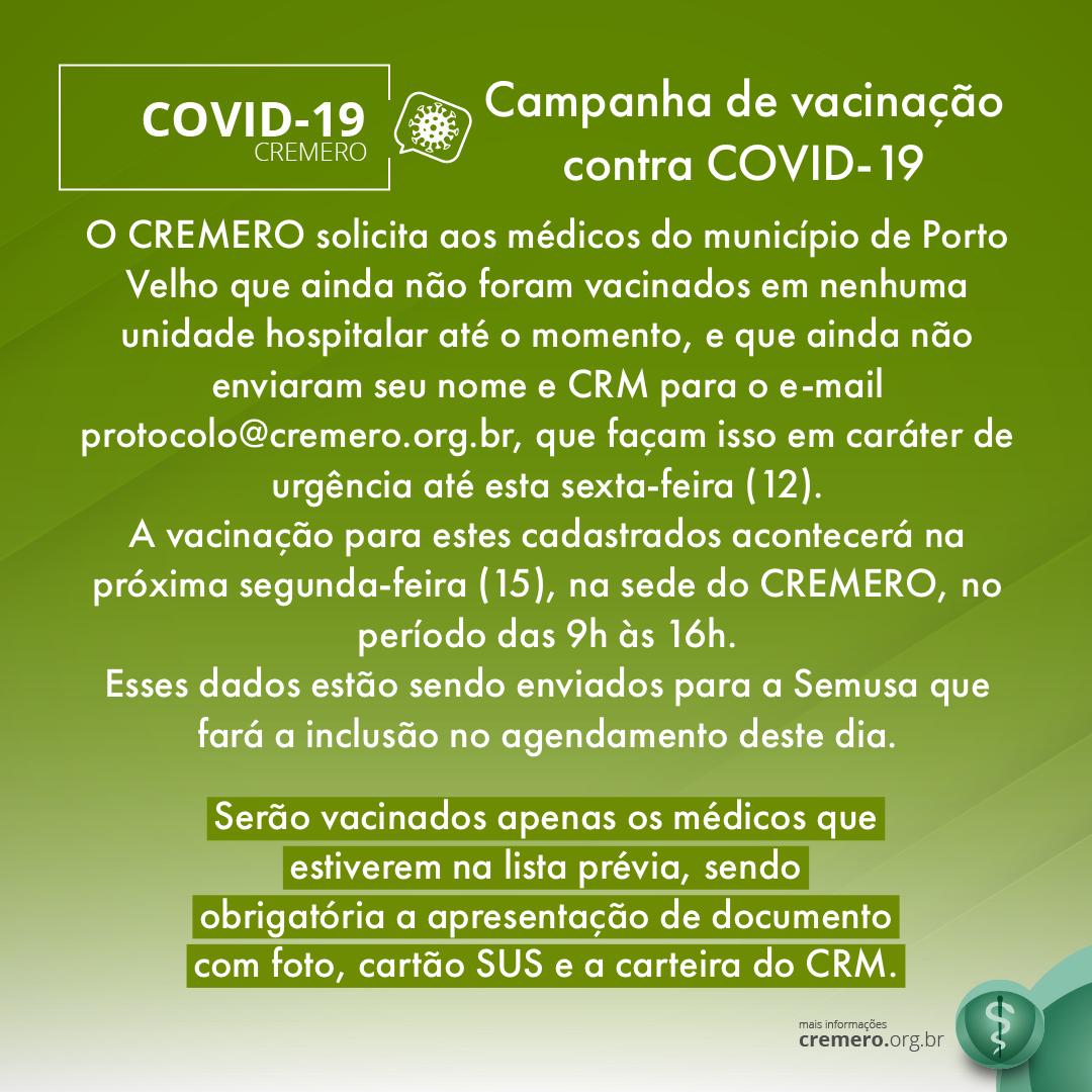 Cremero realiza vacinação espontânea nesta segunda-feira - News Rondônia