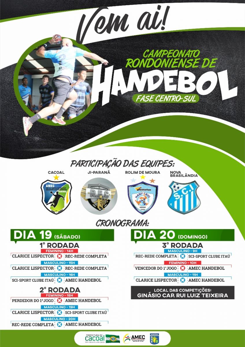 CACOAL SEDIA 1ª ETAPA DO RONDONIENSE DE HANDEBOL 2018 - News Rondônia