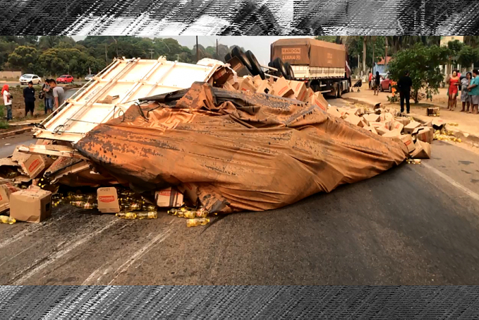 VEJA VÍDEO - Carreta de óleo tomba na BR-364 e população já se prepara para saquear - News Rondônia