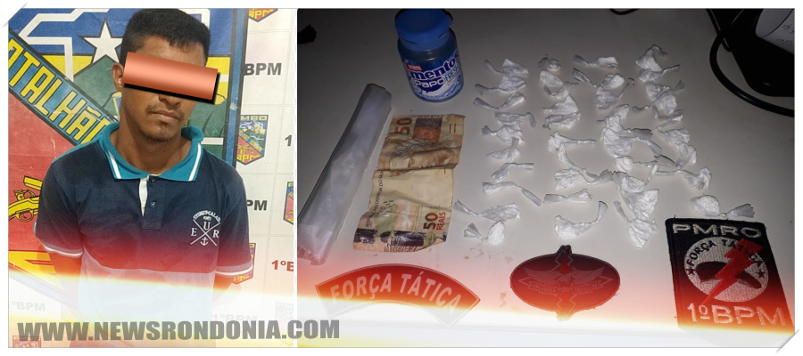 Jovem é preso ao ser flagrado com várias porções de drogas no bairro Areal centro na capital - News Rondônia