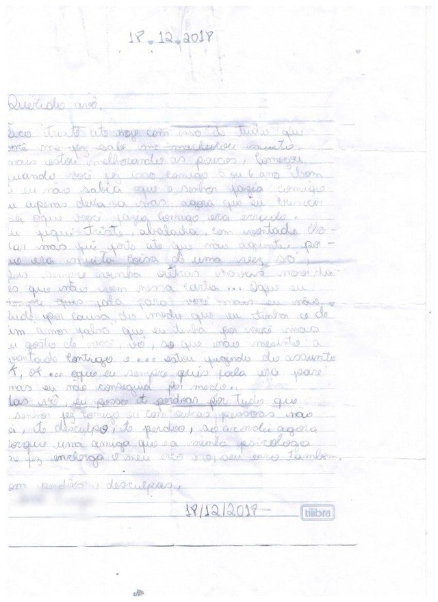 MENINA VIOLENTADA PELO PAI E PELO AVÔ ESCREVE CARTA REVELADORA: ME MACHUCOU MUITO - News Rondônia