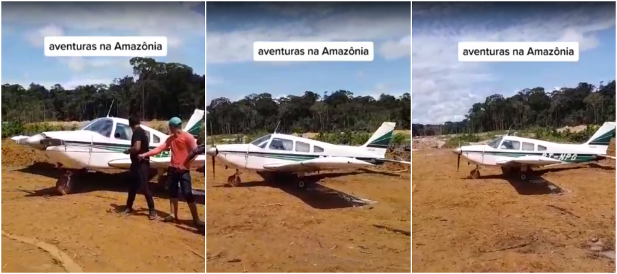 Partida em monomotor com uma corda ganha as redes sociais; cena foi gravada em garimpo na Amazônia - News Rondônia