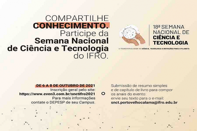IFRO reúne campi na realização da Semana Nacional de Ciência e Tecnologia 2021 - News Rondônia