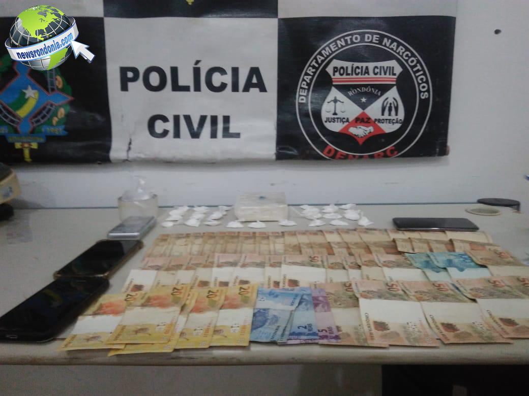 AGENTES DO DENARC PRENDEM SUSPEITO DE TRÁFICO DE DROGAS COM VÁRIAS PORÇÕES DE COCAÍNA E MAIS DE R$ 2 MIL - News Rondônia