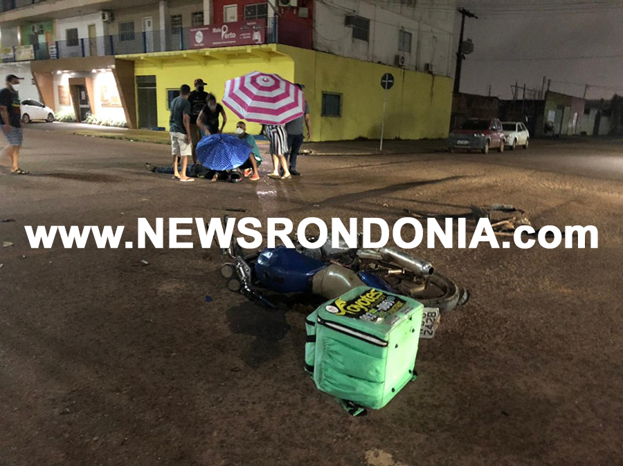 Colisão entre moto e carro deixa motoboy com lesão grave pelo corpo em cruzamento da capital - News Rondônia
