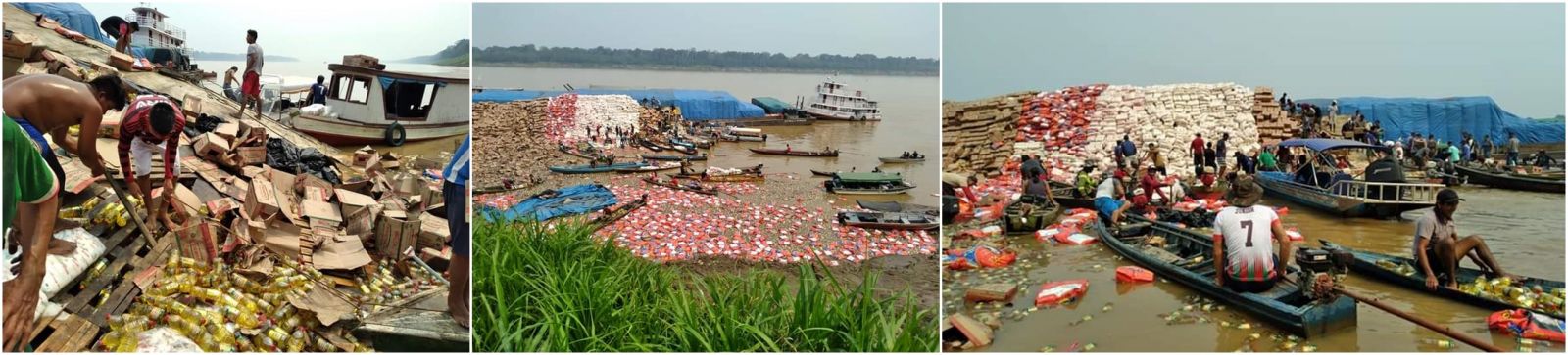 NO RIO MADEIRA: População saqueia carga de balsa que afundou em Porto Velho - News Rondônia