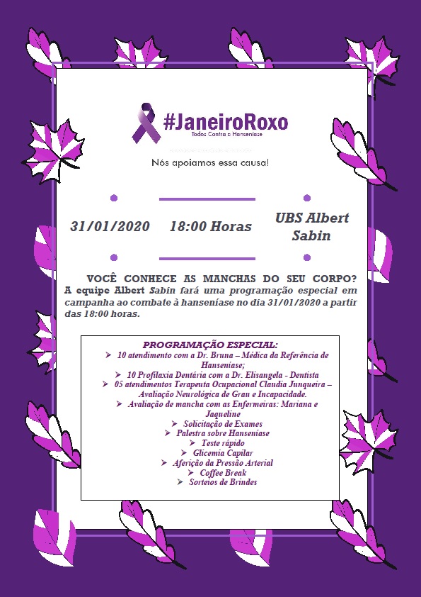 ROLIM DE MOURA - UBS ALBERT SABIN REALIZARÁ PROGRAMAÇÃO ESPECIAL AO COMBATE À HANSENÍASE - News Rondônia
