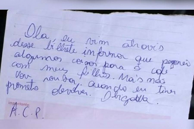 Desconhecida paga por alimentos que mãe pegou e prometeu devolver em bilhete - News Rondônia
