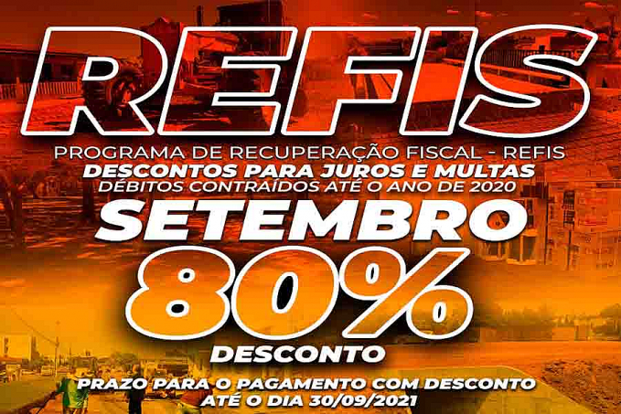 Secretaria Municipal de Fazenda alerta que desconto de 80% de juros e multas do REFIS termina no próximo dia 30 - News Rondônia