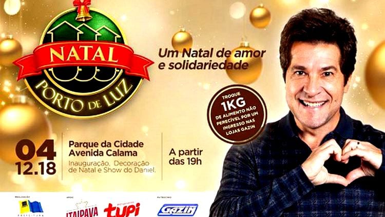 FESTA NATALINA - INGRESSOS PARA O SHOW DO CANTOR DANIEL JÁ PODEM SER TROCADOS NAS LOJAS GAZIN - News Rondônia