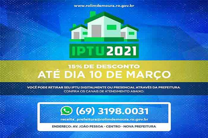 Prazo para pagar IPTU com 15% encerra quarta-feira em Rolim de Moura - News Rondônia